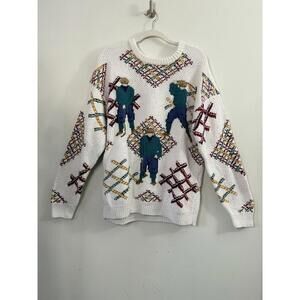 Vintage Cape Isles Knitters Inc. Knit Sweater with Golf Player Motif Size XL